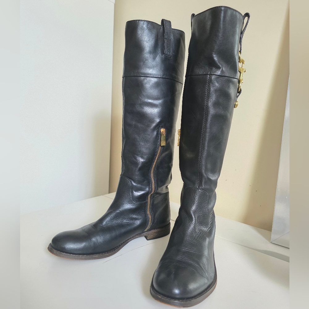 Coach Women’s Martta Black Leather Riding Boot Size US 7